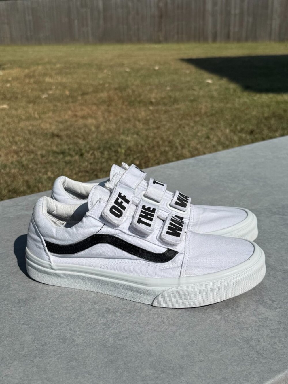 Vans Old Skool V Mens 8.5 Womens 10 White Black Off Wall Y2K Skate Velcro V 4254